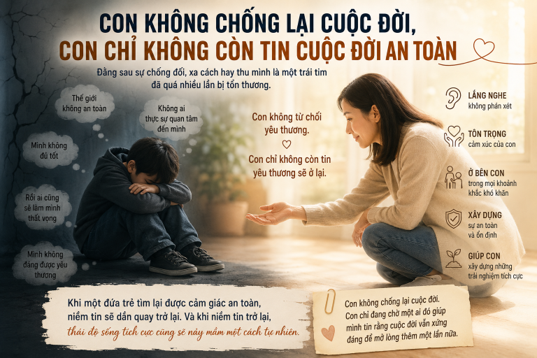 Con không chống lại cuộc đời, con chỉ không còn tin cuộc đời an toàn